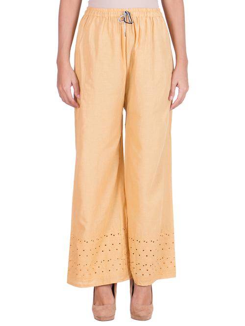 solid beige cotton palazzo - 11369123 - Very Small Image - 1