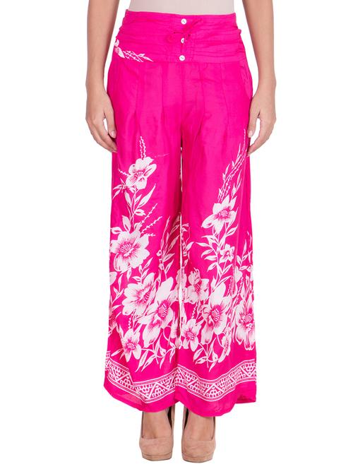 pink printed cotton palazzo - 11369126 - Very Small Image - 1