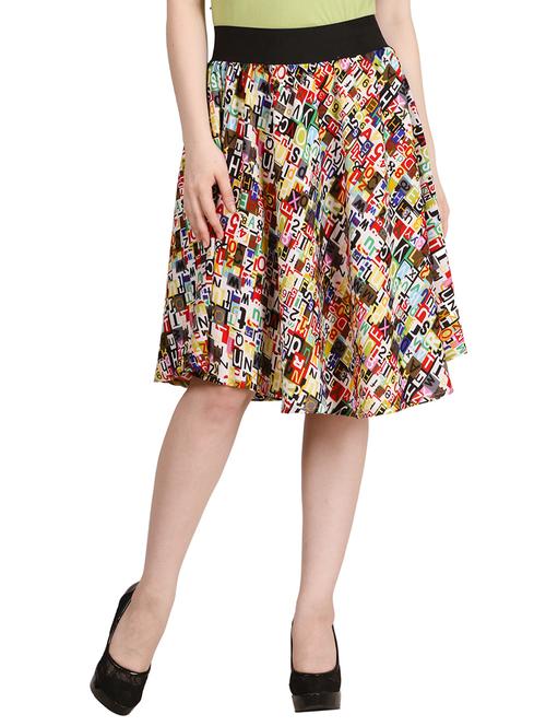 multicolored crepe pleated skirt - 11370908 - Very Small Image - 1
