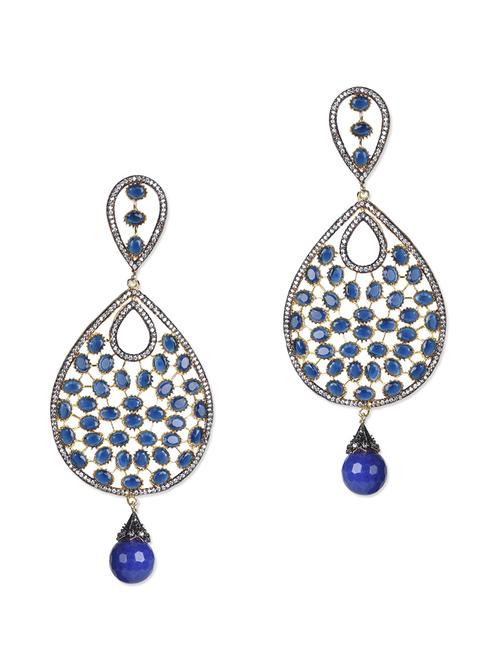 stone studded tear drop danglers - 1137174 - Very Small Image - 1