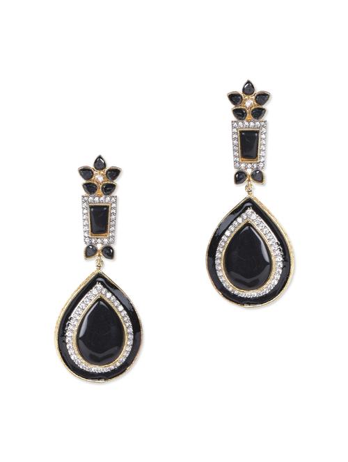 crystal studded black danglers - 1137201 - Very Small Image - 1