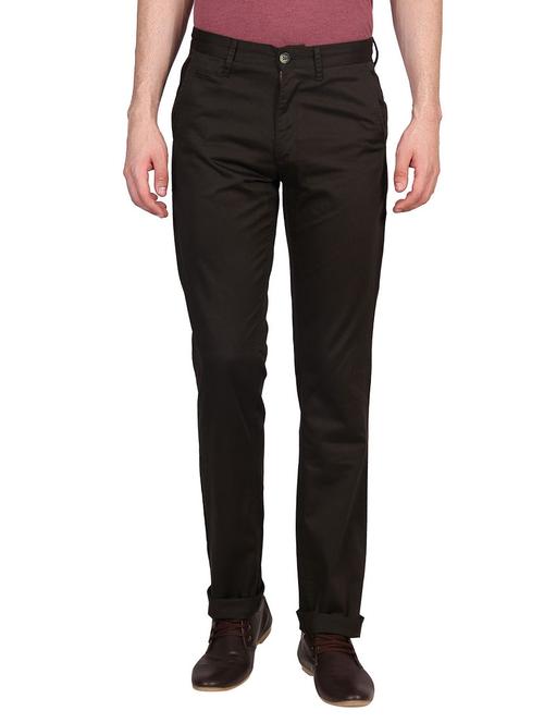 solid brown cotton trousers - 11374861 - Very Small Image - 1