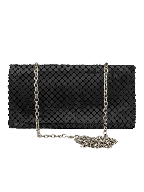 black color, leatherette flap down clutch - 11378883 - Very Small Image - 1