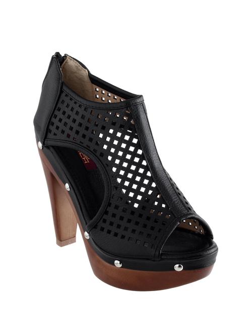 black leatherette cutwork sandal - 11380416 - Very Small Image - 1