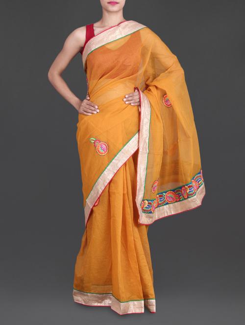 mustard cotton net saree - 1138045 - Very Small Image - 1