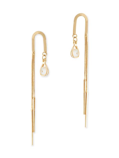 gold brass drop earrings - 11381542 - Very Small Image - 1