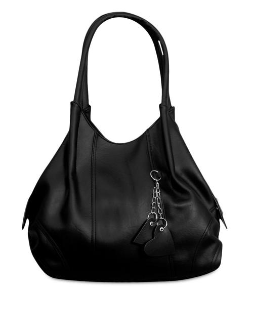 plain black leatherette handbag with keyring - 1138163 - Very Small Image - 1