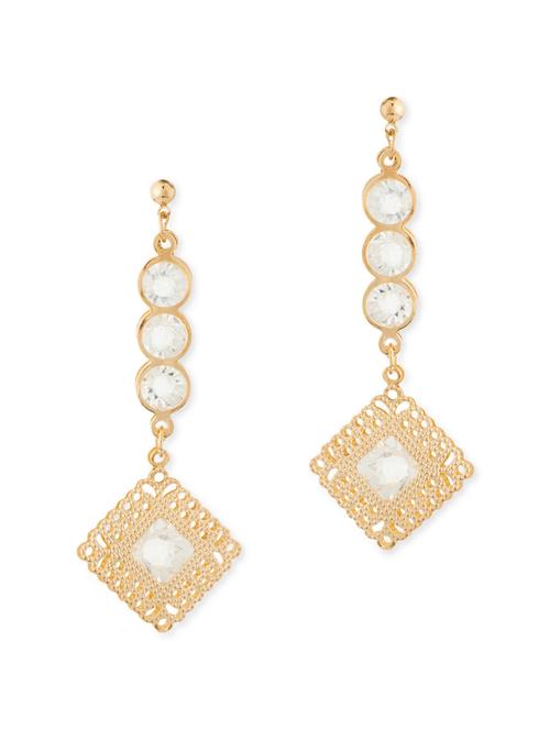 gold brass drop earrings - 11381638 - Very Small Image - 1