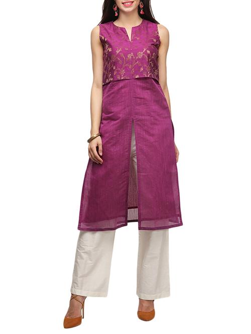 purple silk kurta - 11382351 - Very Small Image - 1