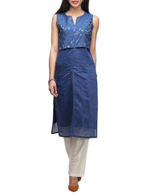 blue silk kurta - 11382353 - Very Small Image - 1