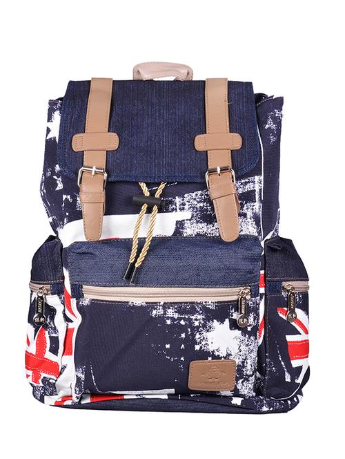 blue canvas printed backpack - 11383078 - Very Small Image - 1