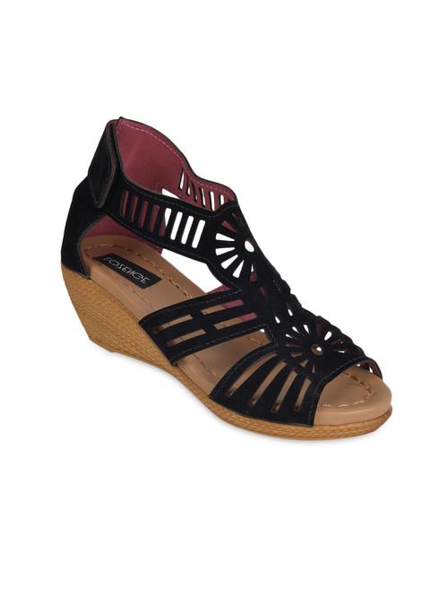 solid black cut work heel sandals - 1138378 - Very Small Image - 1