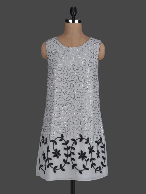 Grey Sequined Sleeveless Dress - 1139001 - Very Small Image - 1