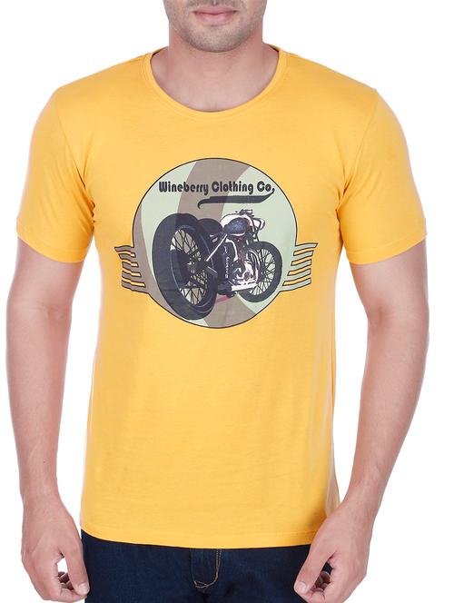 yellow printed cotton t-shirt - 11394937 - Very Small Image - 1
