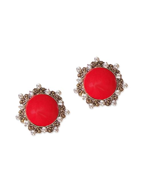 red embellished metal stud earrings - 11395690 - Very Small Image - 1
