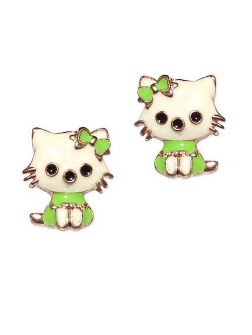 light green hello kitty metal stud earrings - 11395699 - Very Small Image - 1