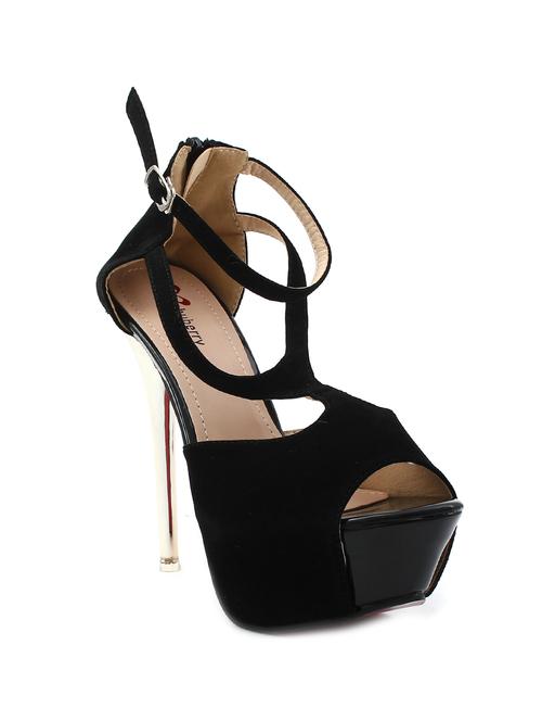 black fabric ankle strap sandal - 11396001 - Very Small Image - 1