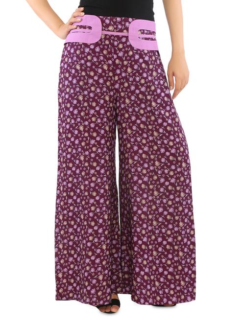 multicolour printed american crepe palazzo - 1139931 - Very Small Image - 1