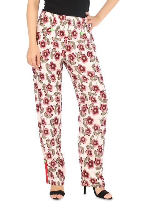 white printed crepe trouser - 1139938 - Very Small Image - 1