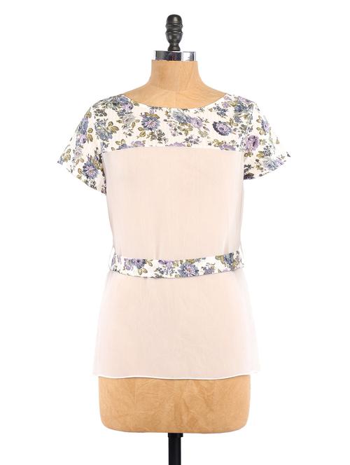 white printed georgette top - 1139962 - Very Small Image - 1