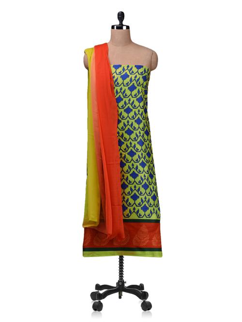 multicolour printed cotton unstitched suit set - 1139972 - Very Small Image - 1