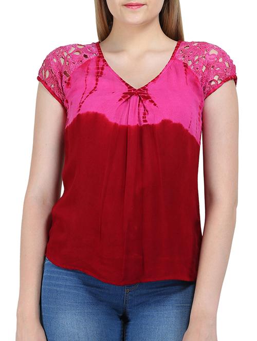 red colored viscose regular top - 11402087 - Very Small Image - 1