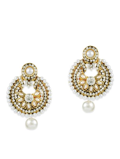 white gold plated chandballi earring - 11403687 - Very Small Image - 1