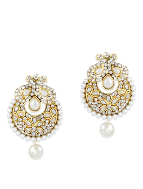 white gold plated chandballi earring - 11403689 - Very Small Image - 1