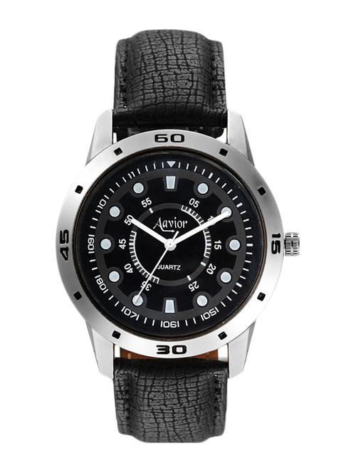 black leather analog wrist watch - 11407918 - Very Small Image - 1