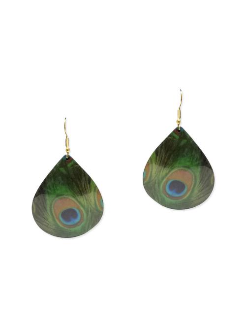 green metal drop earring - 11408960 - Very Small Image - 1