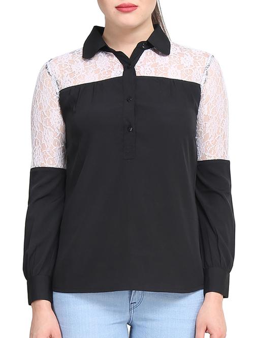 black polyester regular shirt - 11418305 - Very Small Image - 1
