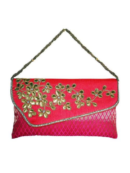 pink color, silk clutch with gota patti work - 11428804 - Very Small Image - 1