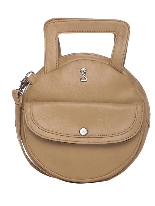 solid dark beige leatherette sling bag - 11429676 - Very Small Image - 1