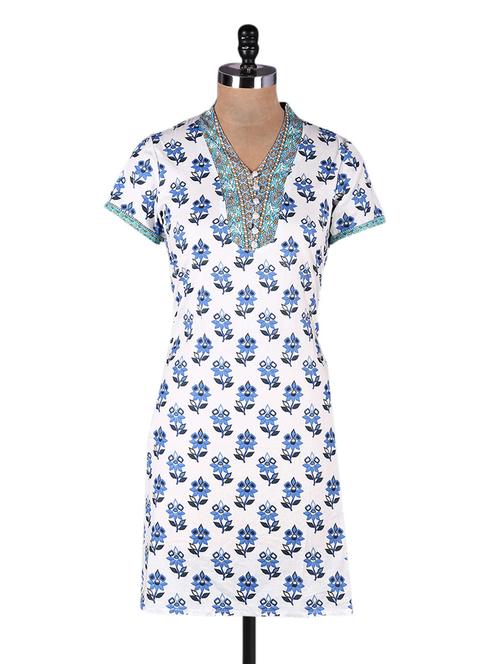 short sleeves block printed cotton kurta - 1143203 - Very Small Image - 1