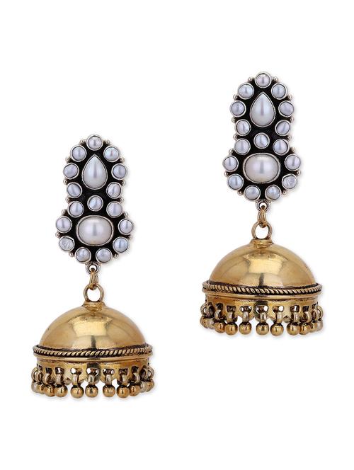 gold silver colored jhumka - 11432223 - Very Small Image - 1