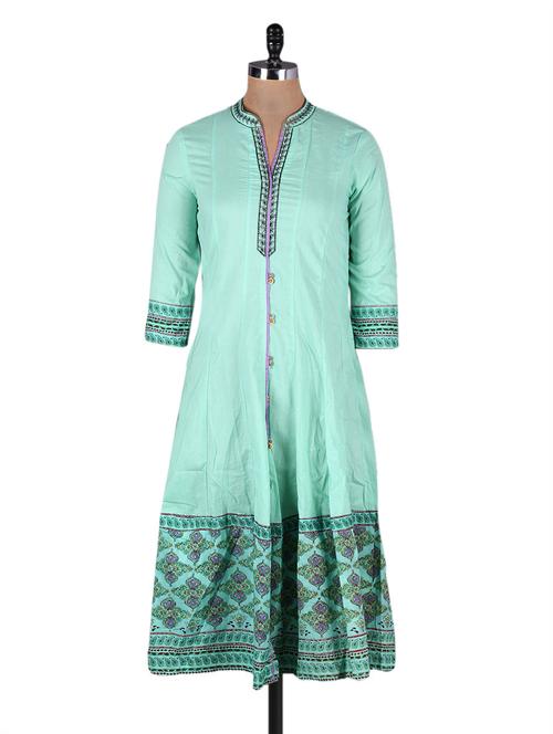 paisley border cotton long kurta - 1143345 - Very Small Image - 1