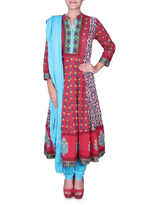 red printed cotton suit set - 1143528 - Very Small Image - 1