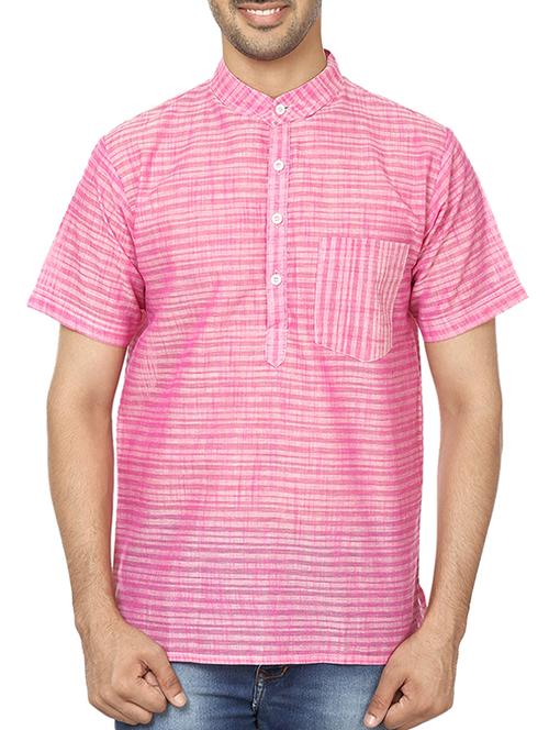 pink cotton striped kurta - 11435859 - Very Small Image - 1