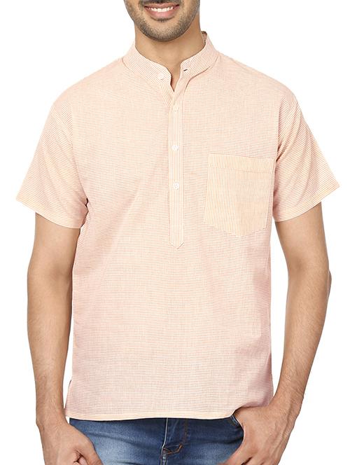 beige striped cotton kurta - 11435865 - Very Small Image - 1