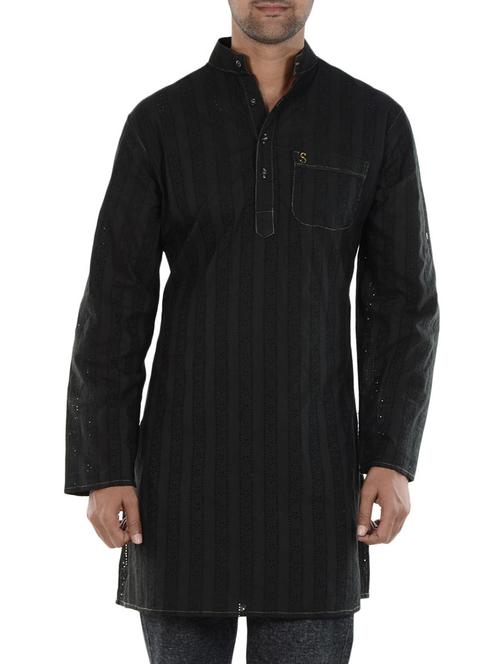 black cotton kurta - 11438349 - Very Small Image - 1