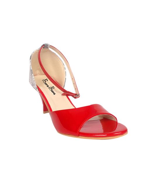 red faux leather ankle strap sandals - 11438610 - Very Small Image - 1