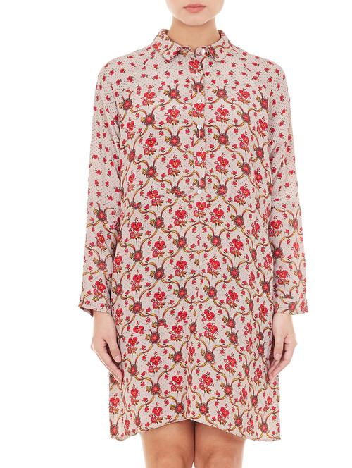 beige viscose shift dress - 11439927 - Very Small Image - 1