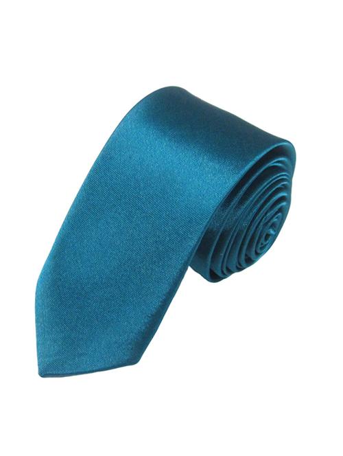 solid teal blue cotton tie - 11440417 - Very Small Image - 1