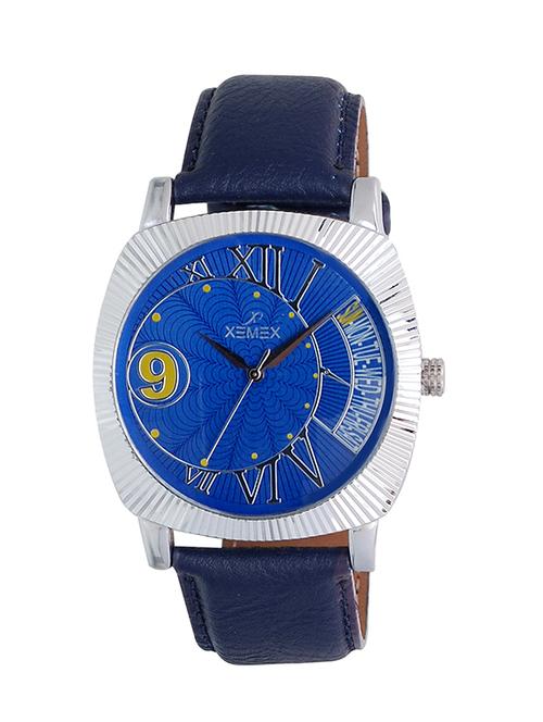 blue color, analog watch with day display - 11441512 - Very Small Image - 1