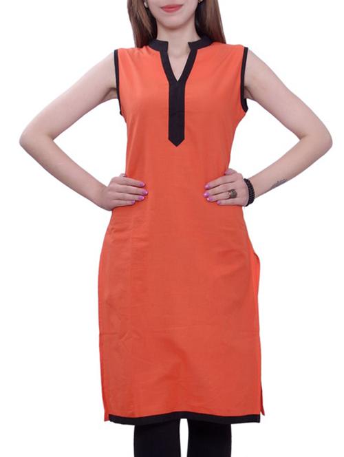 orange cotton kurta - 11444634 - Very Small Image - 1