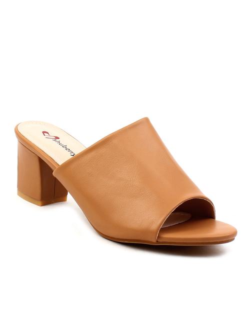 tan faux leather slip on sandal - 11446774 - Very Small Image - 1