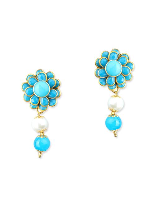 blue brass pearl earrings - 11447649 - Very Small Image - 1