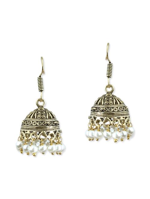 white brass jhumka earrings - 11447657 - Very Small Image - 1