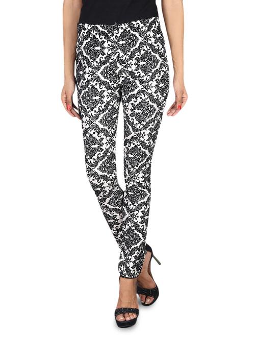 Damask pattern cotton blend jeggings - 1145332 - Very Small Image - 1