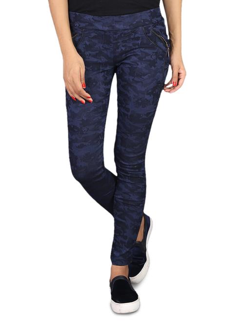 Blue camouflage print cotton blend trousers - 1145351 - Very Small Image - 1
